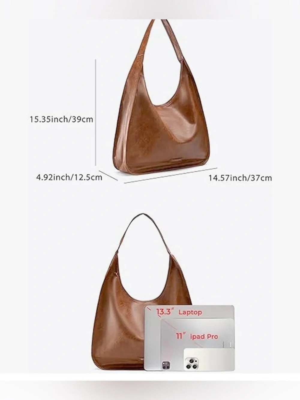 NEWBELLA Brown Embossed Vegan Leather Slouchy Hobo Shoulder Bag